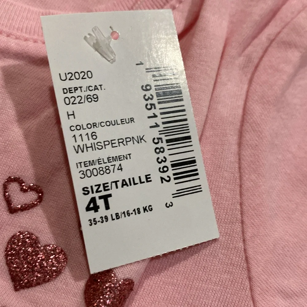 LOVE THE CHILDREN’S PLACE GLITTER SHORT SLEEVE TEE LIGHT PINK SIZE 4T